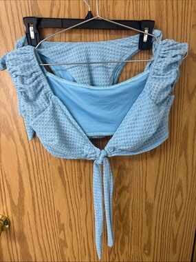 Fashion Nova Light Blue Textured Bikini Top